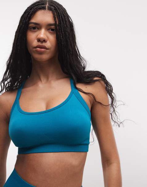 4505 - Brassière de sport push-up sculptante sans coutures à bretelles et rembourrage amovible - Bleu céruléen - view 1