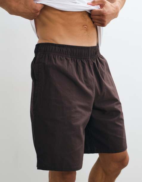 4505 brede ben bomulds-ripstop 10 tommer løfteshorts med lynlåslommer i brun - view 1