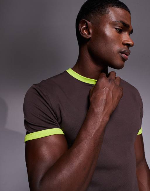 4505 – Brun t-shirt i bomull med krympt design, snabbtorkande finish och rund halsringning, 5 av 5