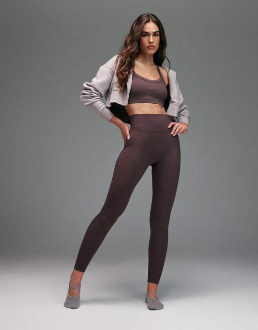 4505 – Bruna, smalribbade gymleggings i seamless-design med hög midja, 5 av 5