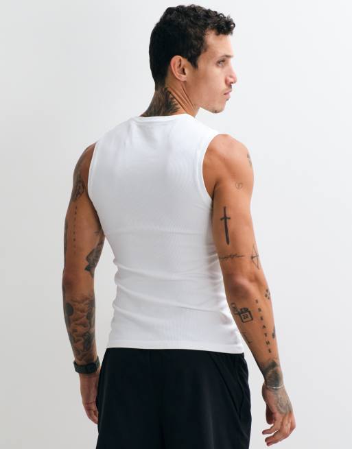 4505 - camiseta de entrenamiento sin costuras de canalé y corte ajustado en blanco, 4 de 5
