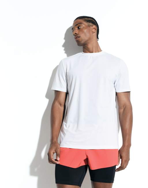 4505 camiseta de running de malla de nailon de secado rápido con estampado trasero en blanco, 4 de 6