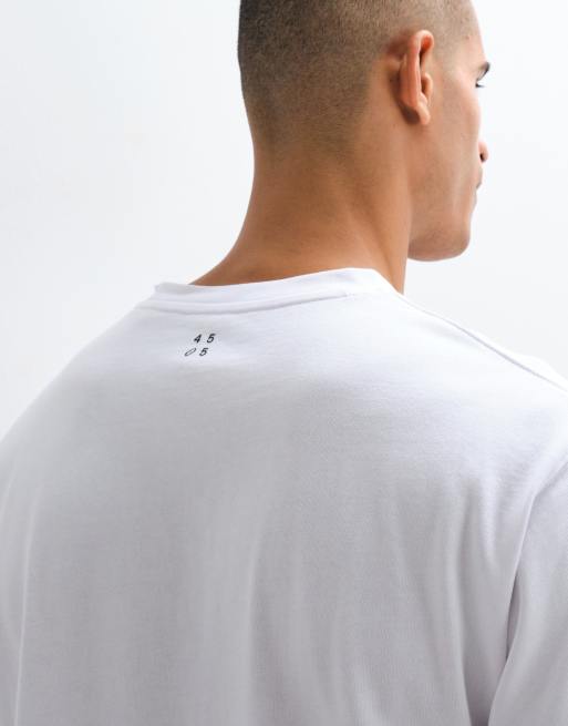 4505 camiseta henley de algodón grueso de corte cuadrado con acabado de secado rápido en blanco, 4 de 5