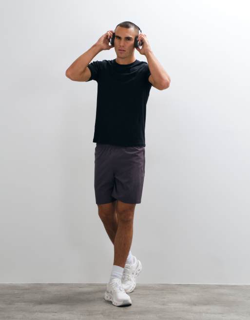 4505 camiseta henley de manga corta en algodón slub ligero negra, 4 de 5