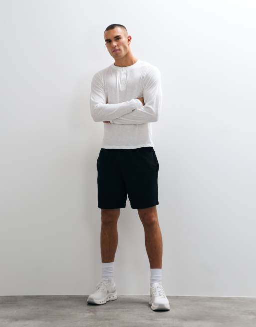 4505 camiseta henley de manga larga de algodón slub ligera en blanco roto, 3 de 5