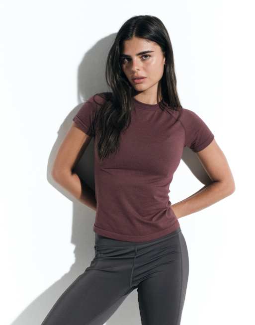 4505 - Camiseta rosa topo para correr sin costuras de malla ligera, 3 de 5
