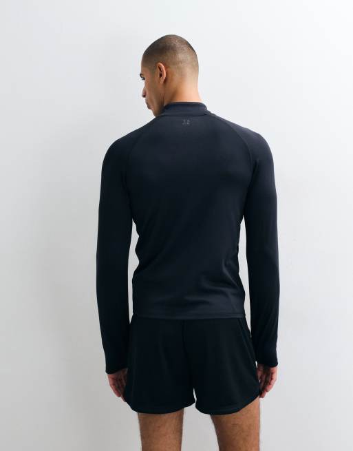 4505 camiseta térmica de running con cremallera y manga larga en negro, 5 de 5