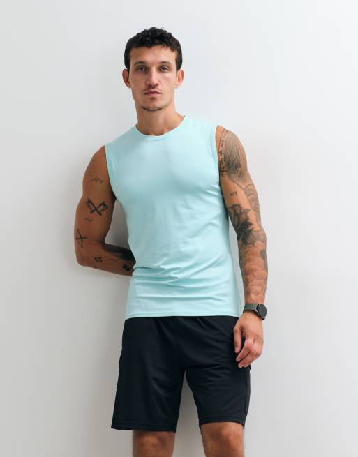 4505 canotta da training slim fit con dettaglio sulla cucitura laterale in menta