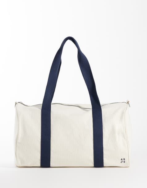 4505 canvas tennis holdall with contrast straps in vintage white - view 1