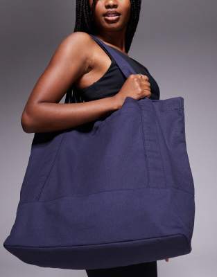 4505 canvas tote bag with graphic in deep navy - view 1