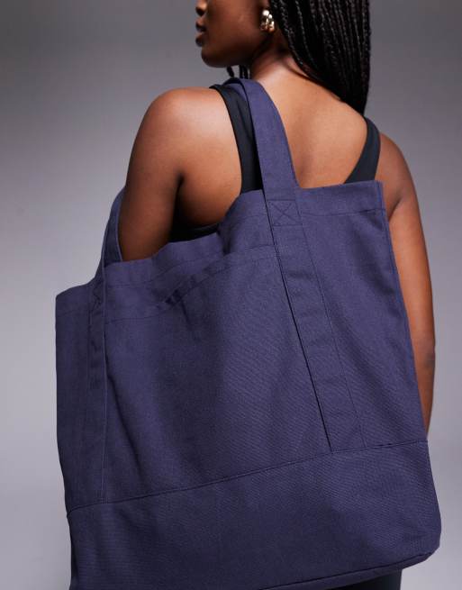 4505 - Canvast tote tas met grafische print in marineblauw , 3 van 4