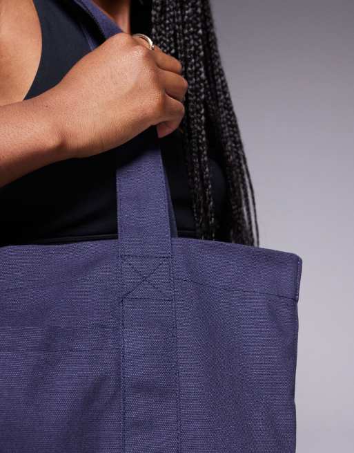 4505 - Canvast tote tas met grafische print in marineblauw , 4 van 4