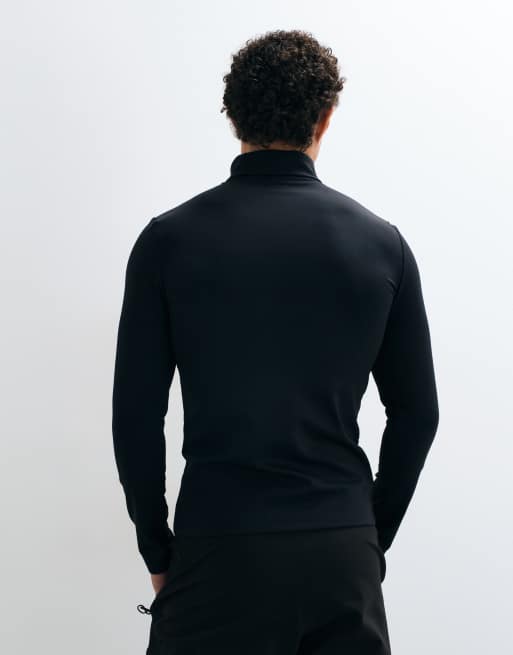4505 Capa base de forro polar térmico de manga larga con cuello vuelto en negro, 5 de 5