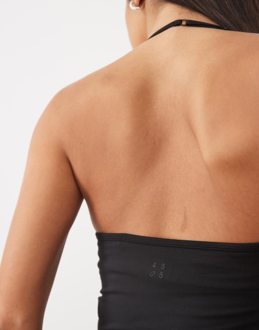 4505 caraco à col halter avec soutien-gorge intégré et bretelles réglables en noir, 4 de 4