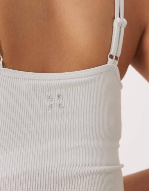 4505 - Caraco côtelé léger et duveteux avec soutien-gorge intégré - Blanc, 3 de 4