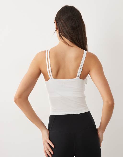4505 - Caraco côtelé léger et duveteux avec soutien-gorge intégré - Blanc, 4 de 4