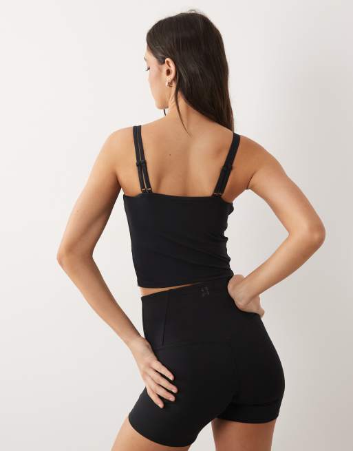 4505 - Caraco côtelé léger et duveteux avec soutien-gorge intégré - Noir, 4 de 4