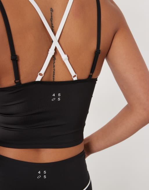 4505 - Caraco de sport à col V double épaisseur avec soutien-gorge intégré - Noir, 2 de 4