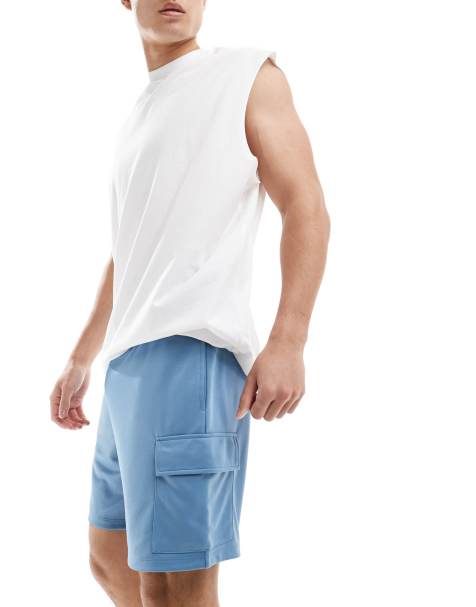 4505 - Cargo-trainingsshort van mesh blauw - view 1