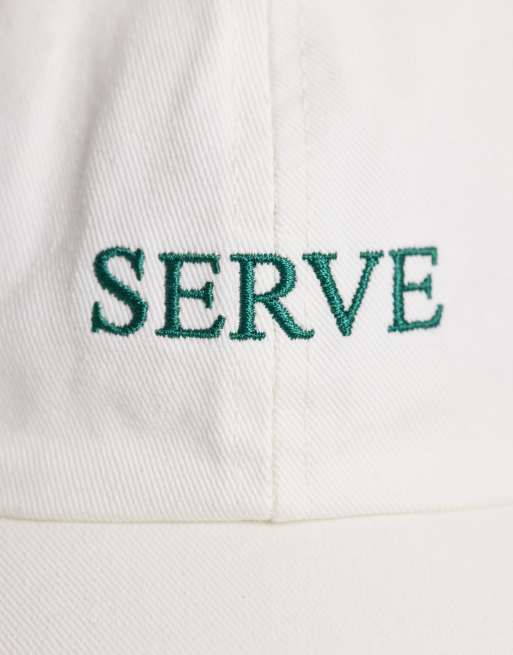 4505 - Casquette en coton avec broderie tennis - Blanc vintage délavé, 2 de 3