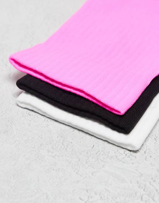 4505 - Chaussettes de course avec finition antibactérienne et soutien au niveau de la voûte - Blanc, noir et rose fluo, 3 de 3