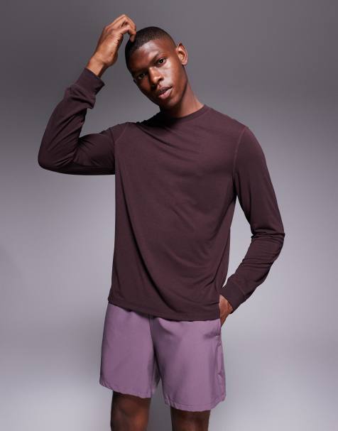 4505 – Ciemnobordowy szybkoschnący dżersejowy top sportowy z długimi rękawami - view 1