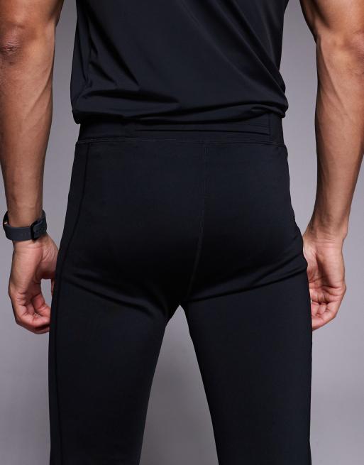 4505 - Collant da corsa base layer neri catarifrangenti ad asciugatura rapida con tasca per gel energetico, 2 di 5
