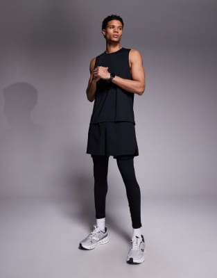 4505 - Collant de course de base en tissu réfléchissant à séchage rapide avec poche pour gel énergétique - Noir