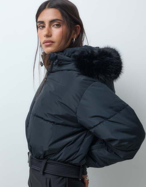 4505 combinaison de ski softshell matelassée déperlante avec taille resserrée et capuche en noir brillant, 4 de 5