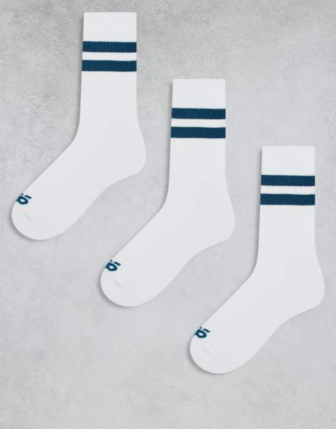 4505 - Confezione da 3 paia di calzini quick dry bianchi con 2 righe blu mare - view 1