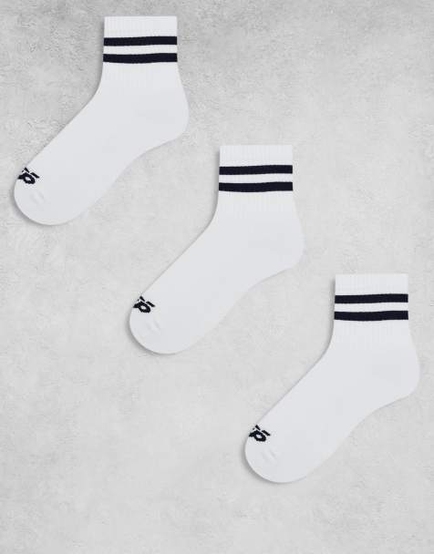 4505 - Confezione da 3 paia di calzini quick dry bianchi con 2 righe blu navy intenso - view 1