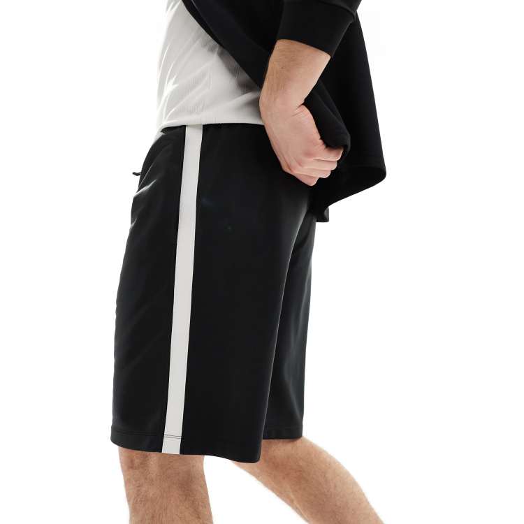 4505 contrast side stripe active jersey shorts in black & white | ASOS