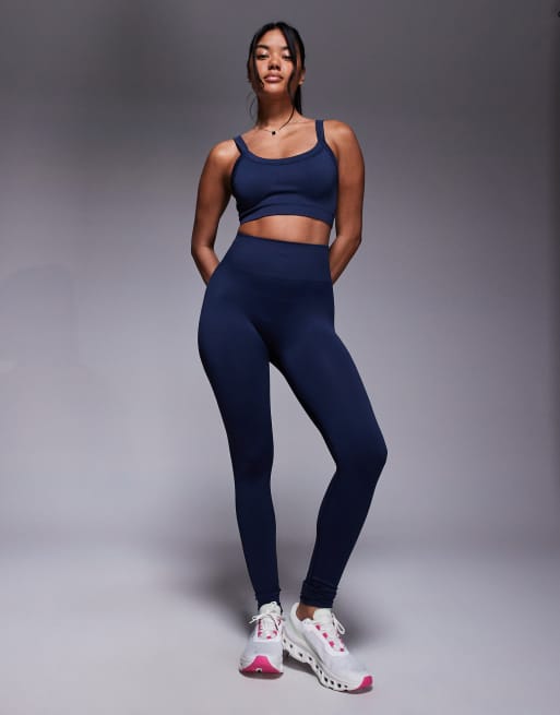 4505 - Coordinato da allenamento modellante color navy inchiostro senza cuciture