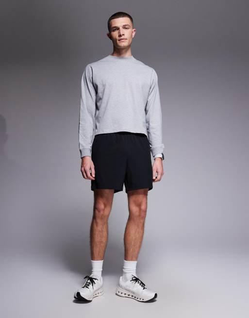 4505 cotton cropped lifting long sleeve t-shirt with quick dry finish in grey marl, 2 of 5