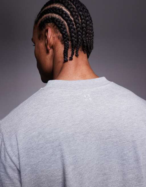 4505 – Schnelltrocknendes Cropped-T-Shirt aus Baumwolle in Grau meliert