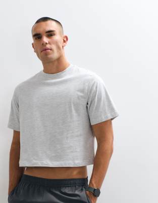 4505 Cotton Cropped Lifting T-shirt With Quick Dry Finish In Gray