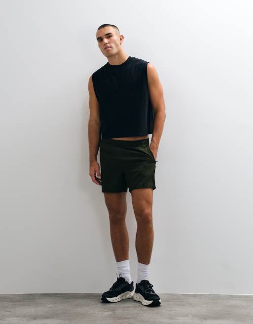 4505 cotton cropped lifting tank top with back graphic in washed black, 3 of 5
