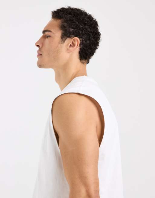 4505 cotton cropped lifting tank top with quick dry finish in white, 4 of 5