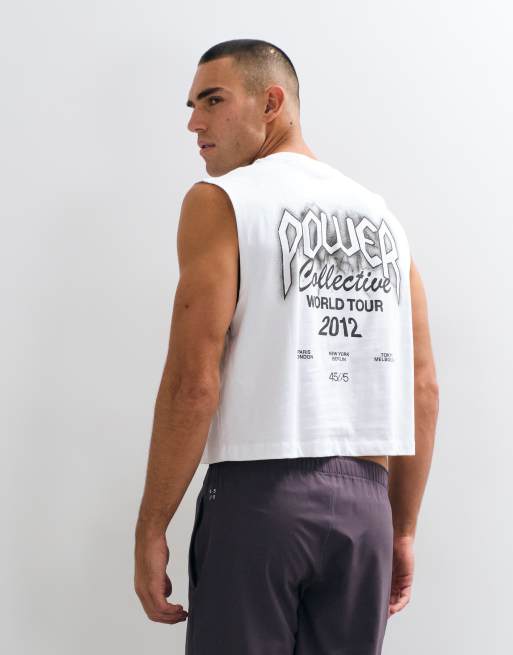 4505 cotton cropped lifting tank with back print in white, 5 of 5