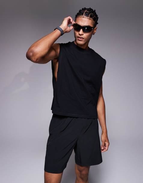 4505 cotton cropped lifting tank with quick-dry finish in black - view 1