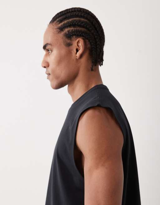 4505 cotton cropped lifting tank with quick dry finish in black, 3 of 5