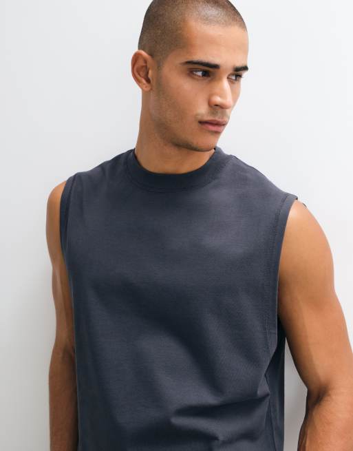 4505 cotton cropped lifting tank with quick dry finish in charcoal, 3 of 5