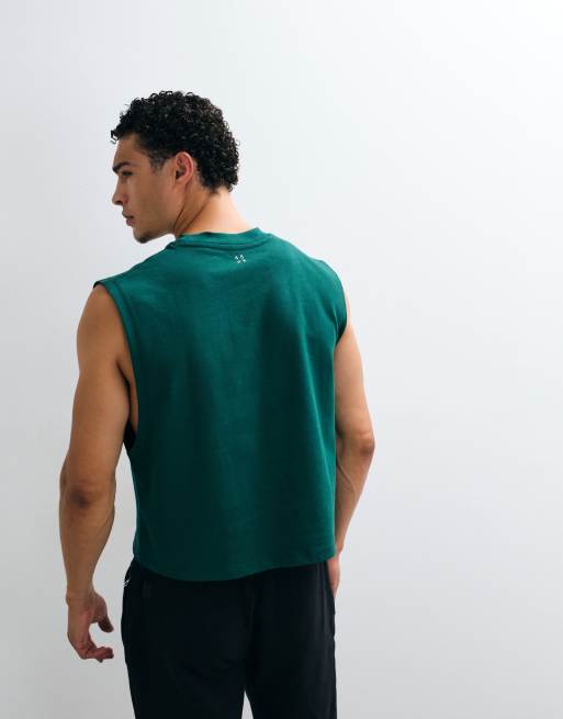 4505 cotton cropped lifting tank with quick dry finish in court green, 5 of 5