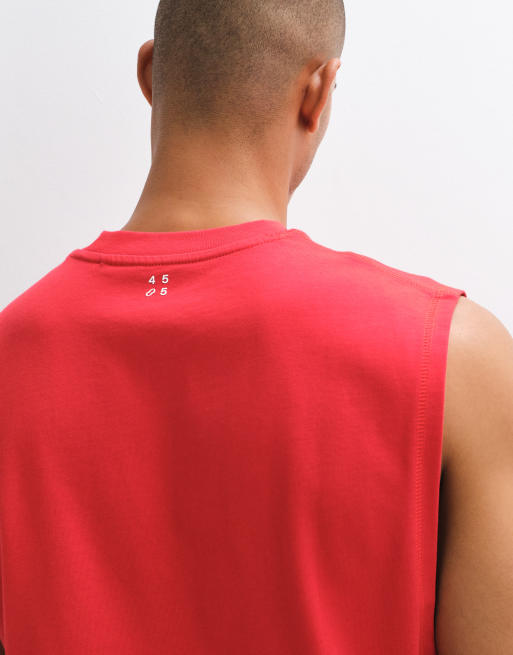 4505 cotton cropped lifting tank with quick dry finish in deep red, 3 of 5