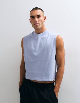 4505 Cotton Cropped Lifting Tank With Quick Dry Finish In Purple