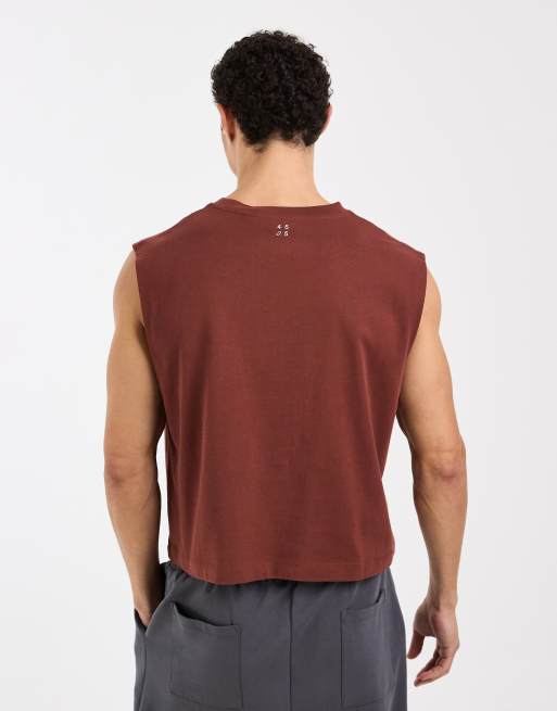4505 cotton cropped lifting tank with quick dry finish in rust, 5 of 5