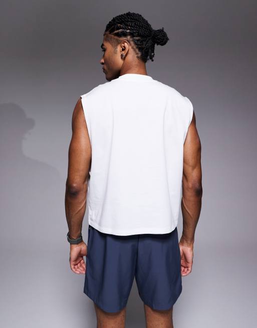 4505 cotton cropped lifting tank with quick dry finish in white, 3 of 5
