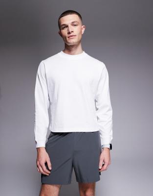 4505 Cotton Cropped Listing Long Sleeve T-shirt With Quick Dry Finish In-white