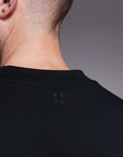 4505 cotton cropped long sleeve weight lifting t-shirt with quick dry finish in black, 5 of 5