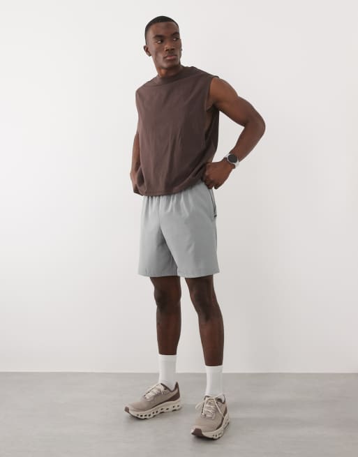 4505 cotton cropped training tank with quick dry finish in brown, 2 of 5